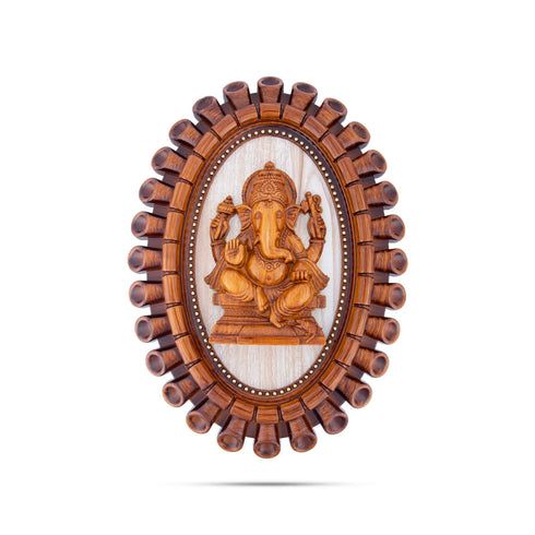 Giri Ganesha Photo Frame Wooden Polish Wall Frame For Home Decor